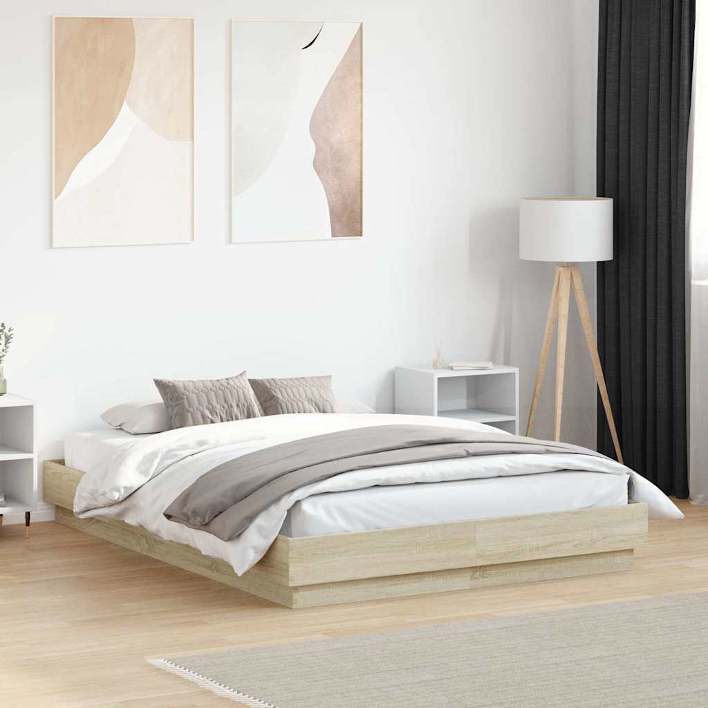 Sängram sonoma-ek 135x190 cm konstruerat trä