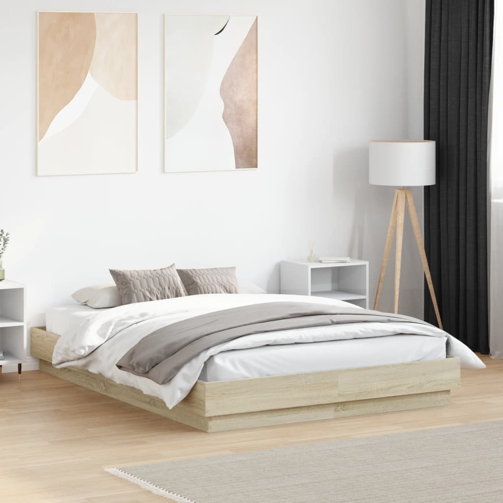 Sängram sonoma-ek 120x190 cm konstruerat trä