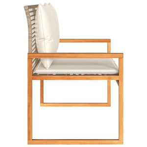 Trädgårdsbänk med dyna mixbeige konstrotting akaciaträ