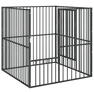 Hundhage 4 paneler svart galvaniserat stål