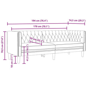 Soffgrupp chesterfield 3 delar gräddvit konstläder