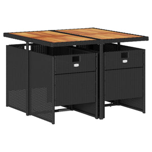 Matgrupp för trädgården med dynor 5 delar svart konstrottning