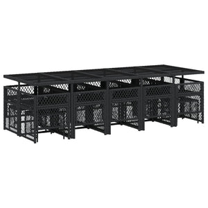 Matgrupp för trädgården med dynor 15 delar svart konstrotting