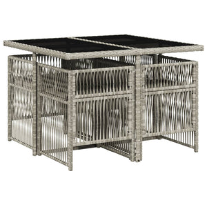 Matgrupp för trädgården med dynor 5 delar ljusgrå konstrottning