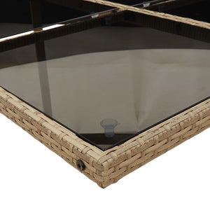 Matgrupp för trädgården med dynor 9 delar beige konstrotting