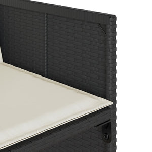 Matgrupp för trädgården med dynor 17 delar konstrotting svart