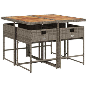 Matgrupp för trädgården med dynor 5 delar grå konstrottning