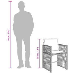 Matgrupp för trädgården med dynor 9 delar ljusgrå konstrotting