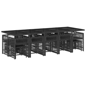 Matgrupp för trädgården med dynor 15 delar svart konstrotting