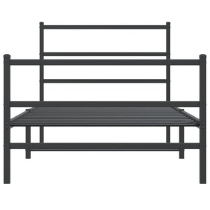 Sängram med huvudgavel och fotgavel svart metall 107x203 cm