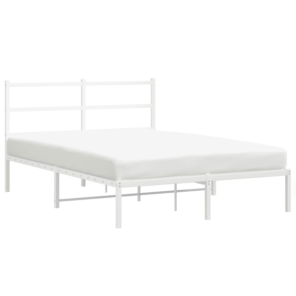 Sängram med huvudgavel metall vit 135x190 cm