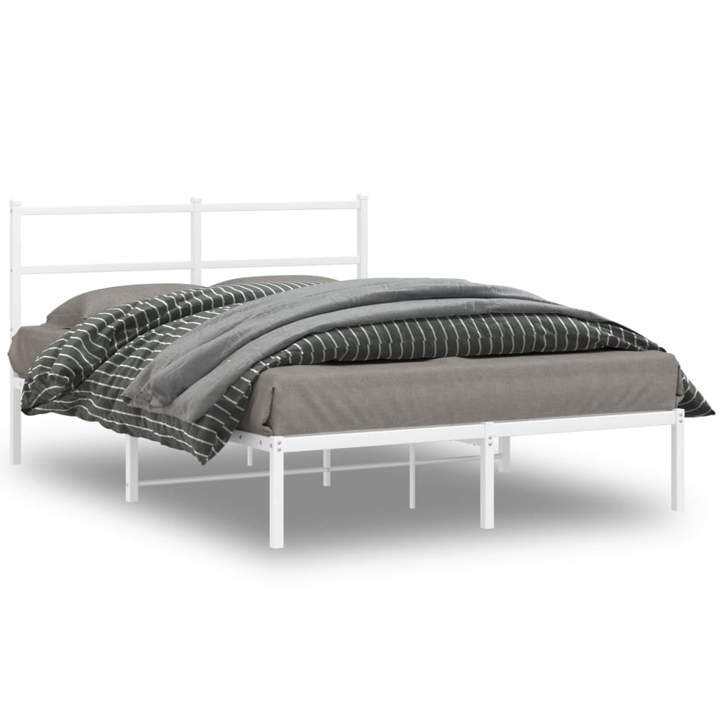 Sängram med huvudgavel metall vit 135x190 cm