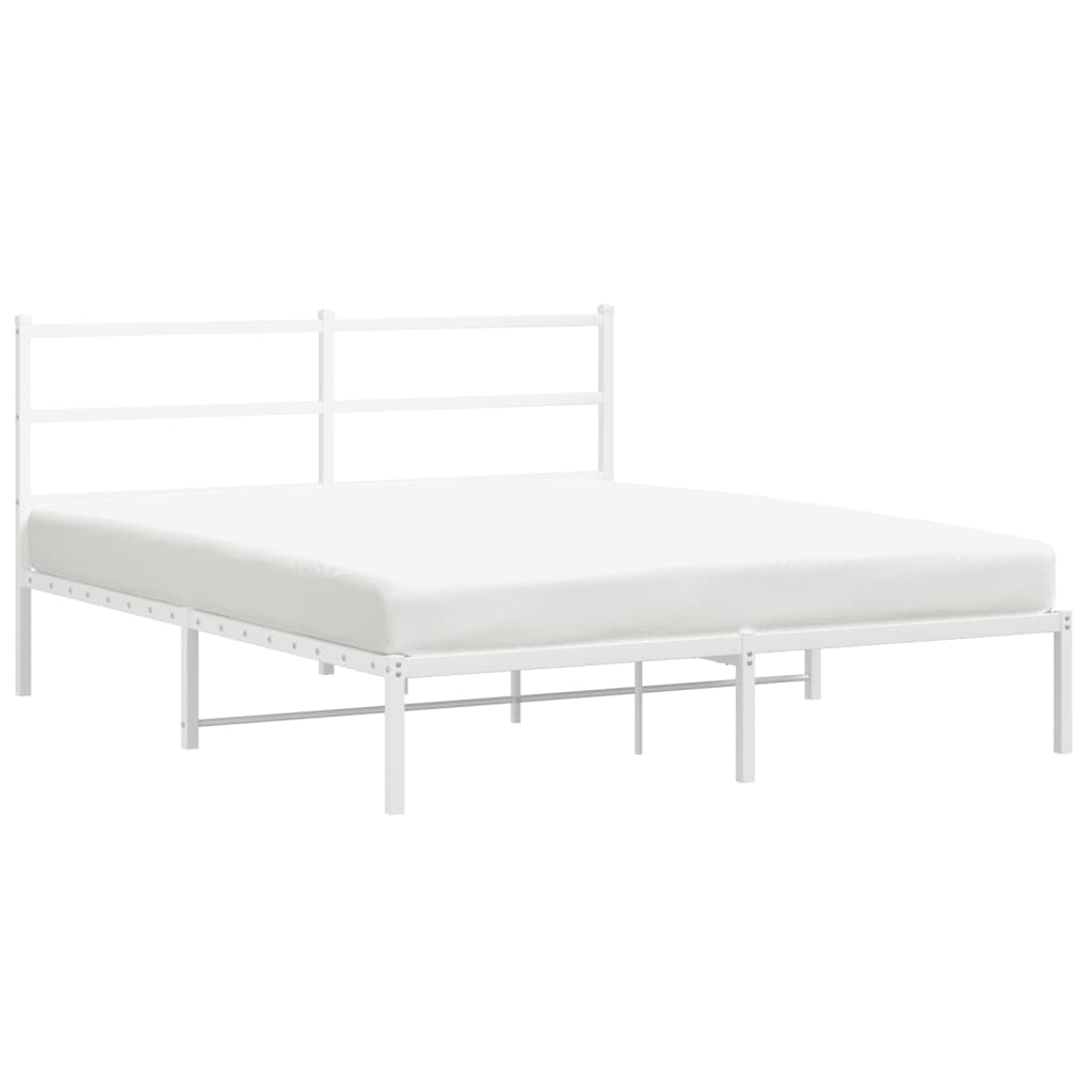 Sängram med huvudgavel metall vit 150x200 cm
