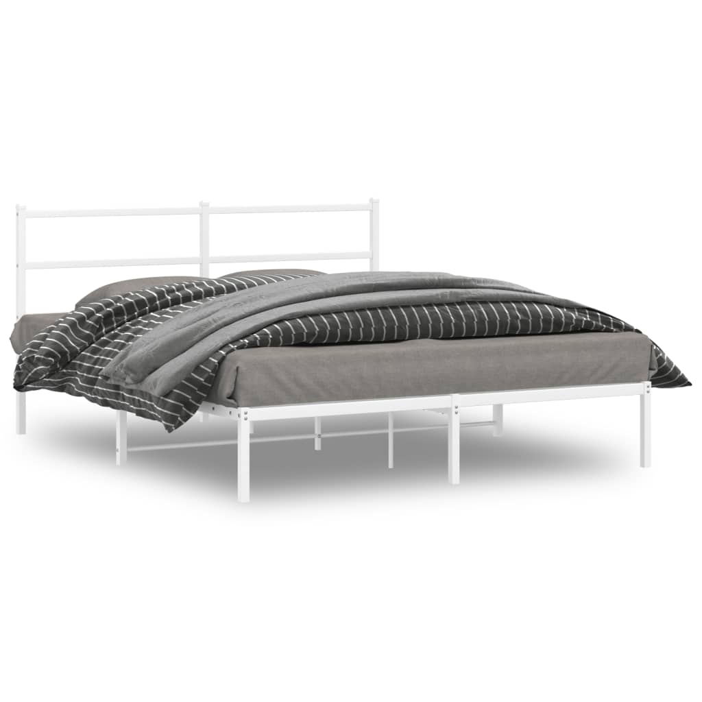 Sängram med huvudgavel metall vit 150x200 cm