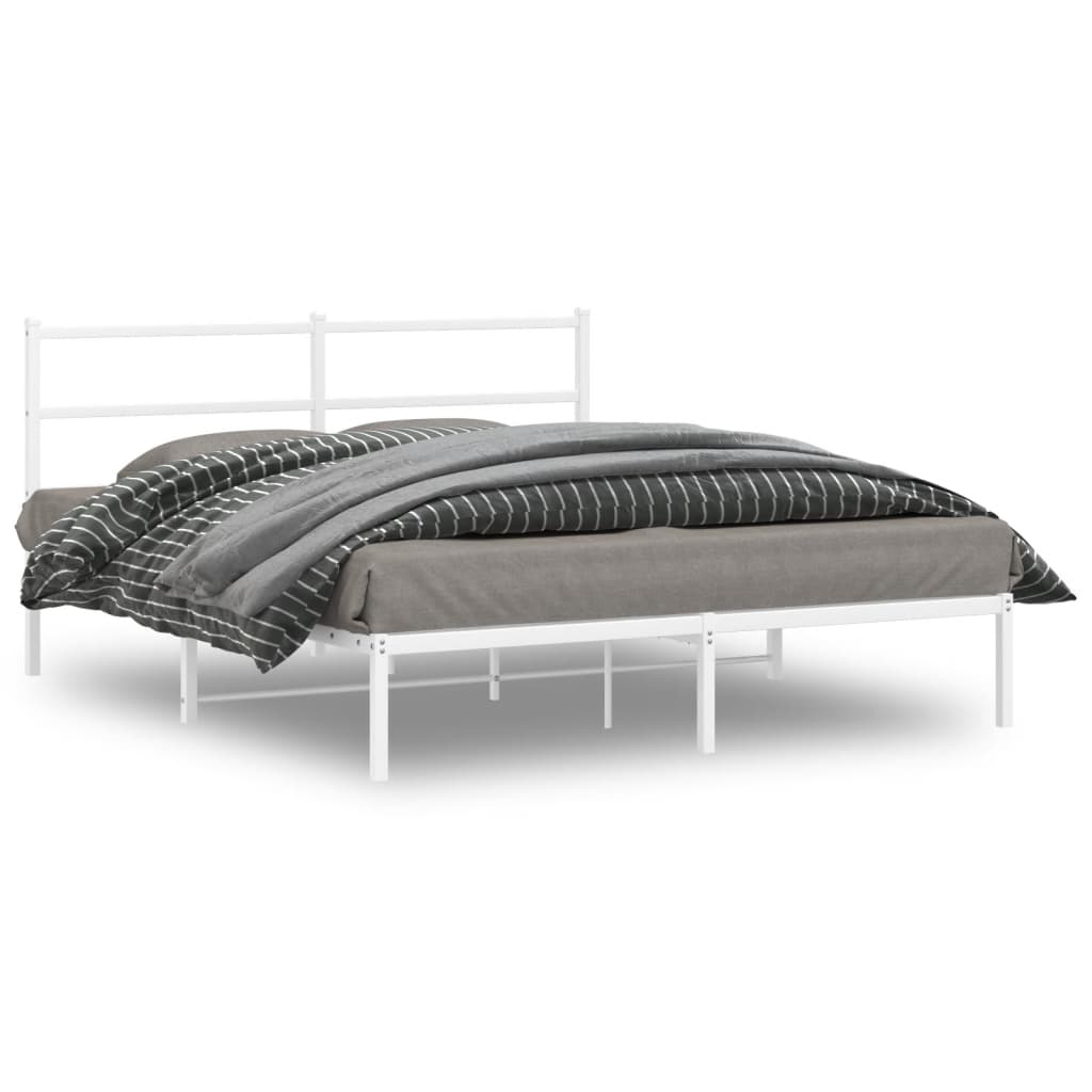 Sängram med huvudgavel metall vit 160x200 cm