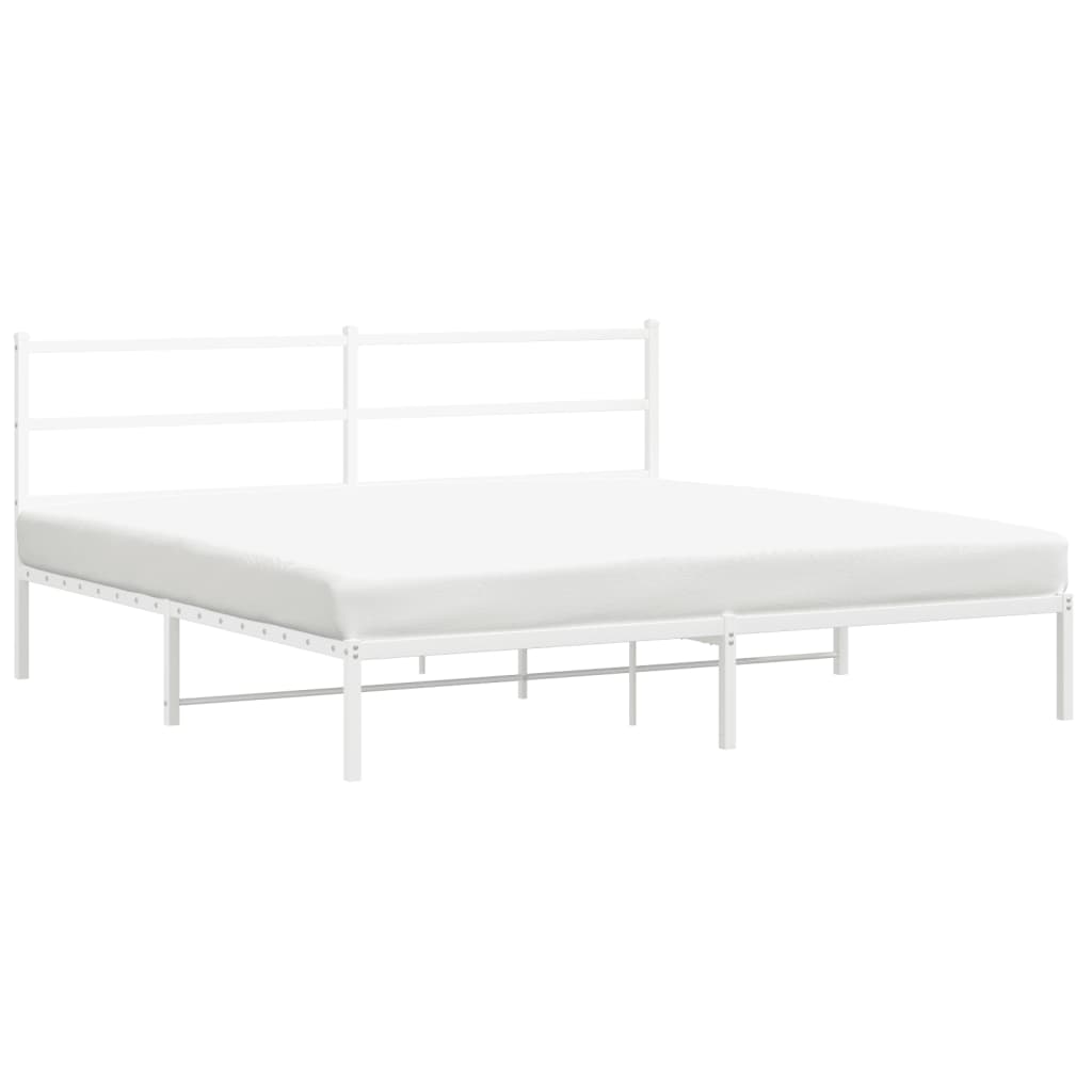Sängram med huvudgavel metall vit 183x213 cm