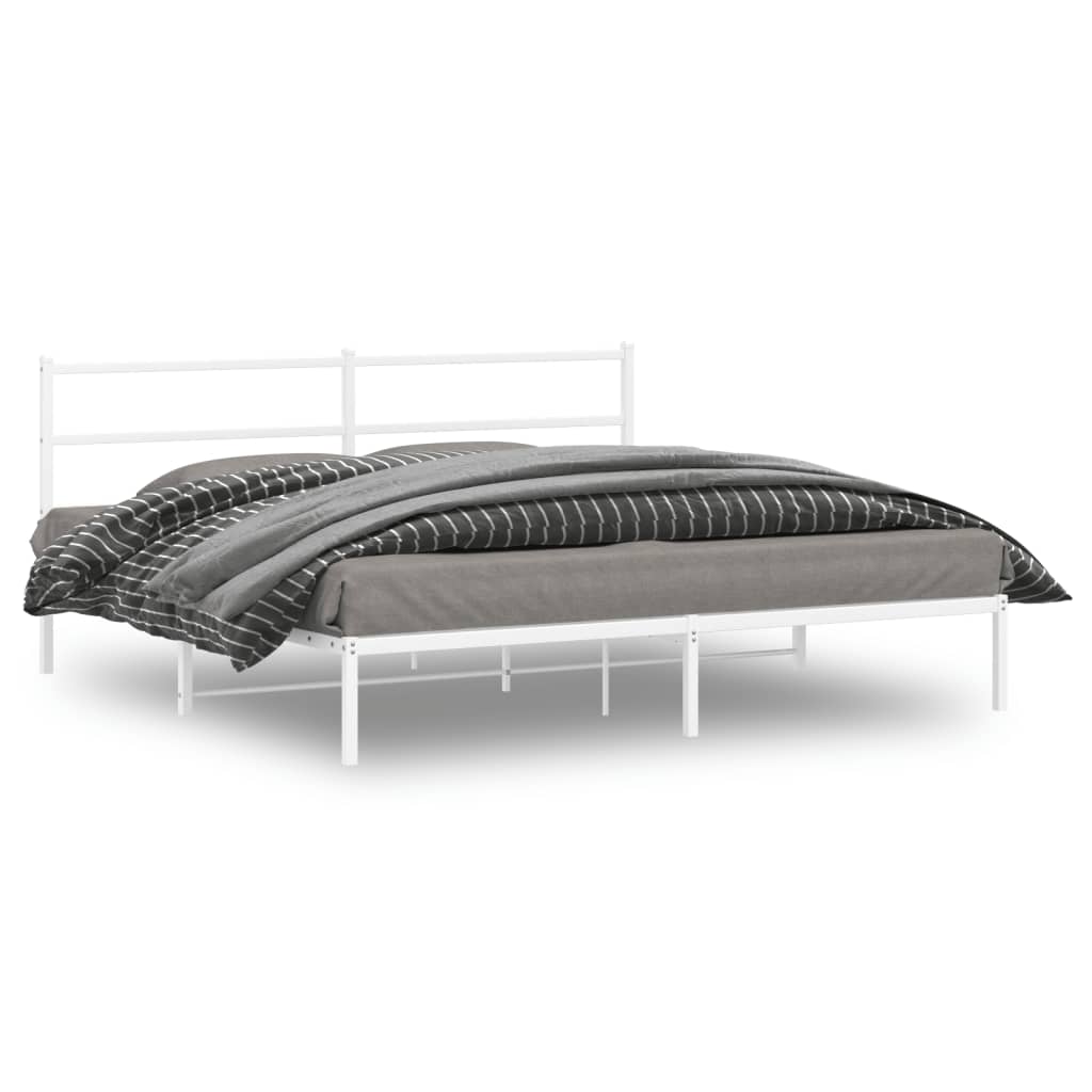 Sängram med huvudgavel metall vit 193x203 cm