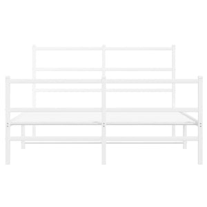 Sängram med huvudgavel och fotgavel vit metall 140x190 cm