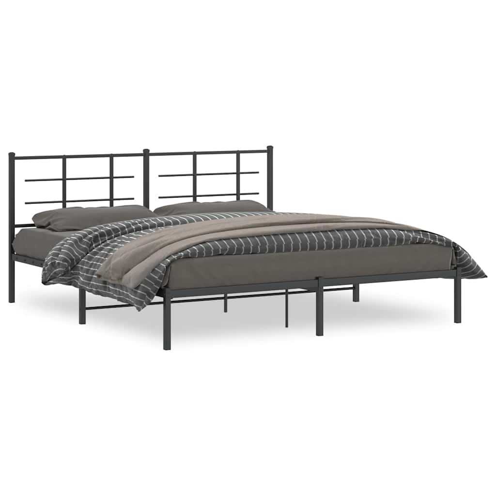 Sängram med huvudgavel metall svart 183x213 cm