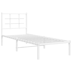 Sängram utan madrass med huvudgavel metall vit 75x190 cm