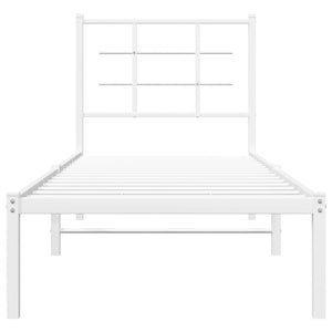 Sängram utan madrass med huvudgavel metall vit 75x190 cm