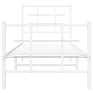 Sängram med huvudgavel och fotgavel vit metall 80x200 cm