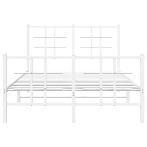 Sängram med huvudgavel och fotgavel vit metall 120x200 cm