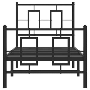 Sängram med huvudgavel och fotgavel svart metall 75x190 cm