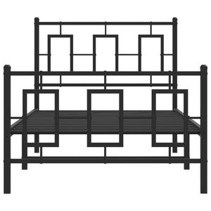 Sängram med huvudgavel och fotgavel svart metall 90x200 cm
