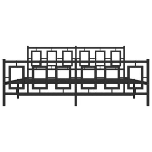 Sängram med huvudgavel och fotgavel svart metall 183x213 cm