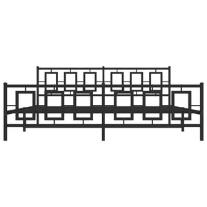 Sängram med huvudgavel och fotgavel svart metall 193x203 cm