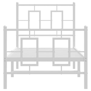 Sängram med huvudgavel och fotgavel vit metall 75x190 cm