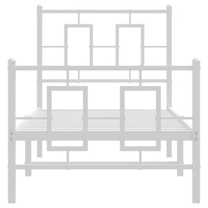 Sängram med huvudgavel och fotgavel vit metall 80x200 cm