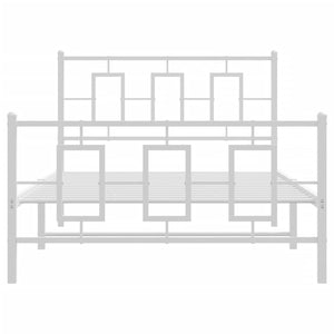 Sängram med huvudgavel och fotgavel vit metall 107x203 cm