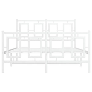 Sängram med huvudgavel och fotgavel vit metall 120x190 cm