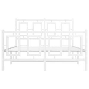 Sängram med huvudgavel och fotgavel vit metall 120x200 cm
