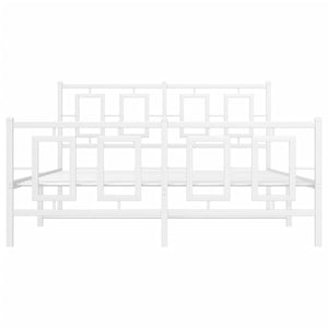 Sängram med huvudgavel och fotgavel vit metall 135x190 cm