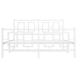 Sängram med huvudgavel och fotgavel vit metall 140x190 cm