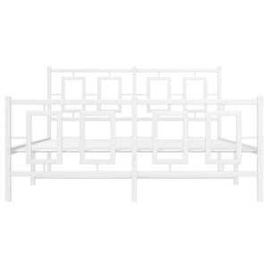 Sängram med huvudgavel och fotgavel vit metall 140x200 cm