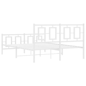 Sängram med huvudgavel och fotgavel vit metall 140x200 cm