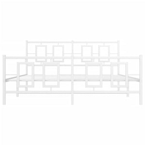 Sängram med huvudgavel och fotgavel vit metall 150x200 cm