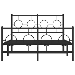Sängram med huvudgavel och fotgavel svart metall 120x200 cm