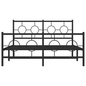 Sängram med huvudgavel och fotgavel svart metall 135x190 cm