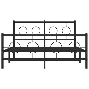 Sängram med huvudgavel och fotgavel svart metall 140x200 cm