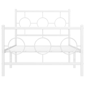 Sängram med huvudgavel och fotgavel vit metall 90x190 cm