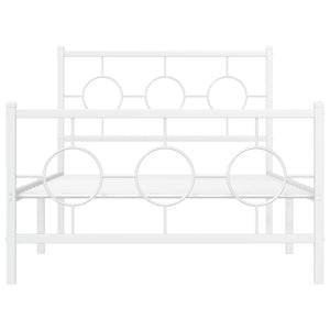Sängram med huvudgavel och fotgavel vit metall 100x200 cm