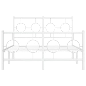 Sängram med huvudgavel och fotgavel vit metall 120x200 cm