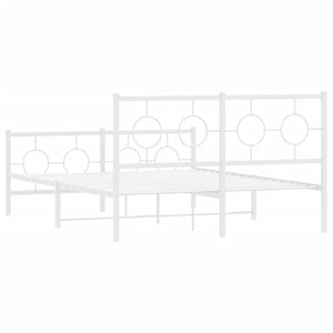 Sängram med huvudgavel och fotgavel vit metall 140x190 cm