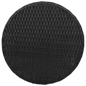 Caféset med dynor 3 delar svart konstrotting