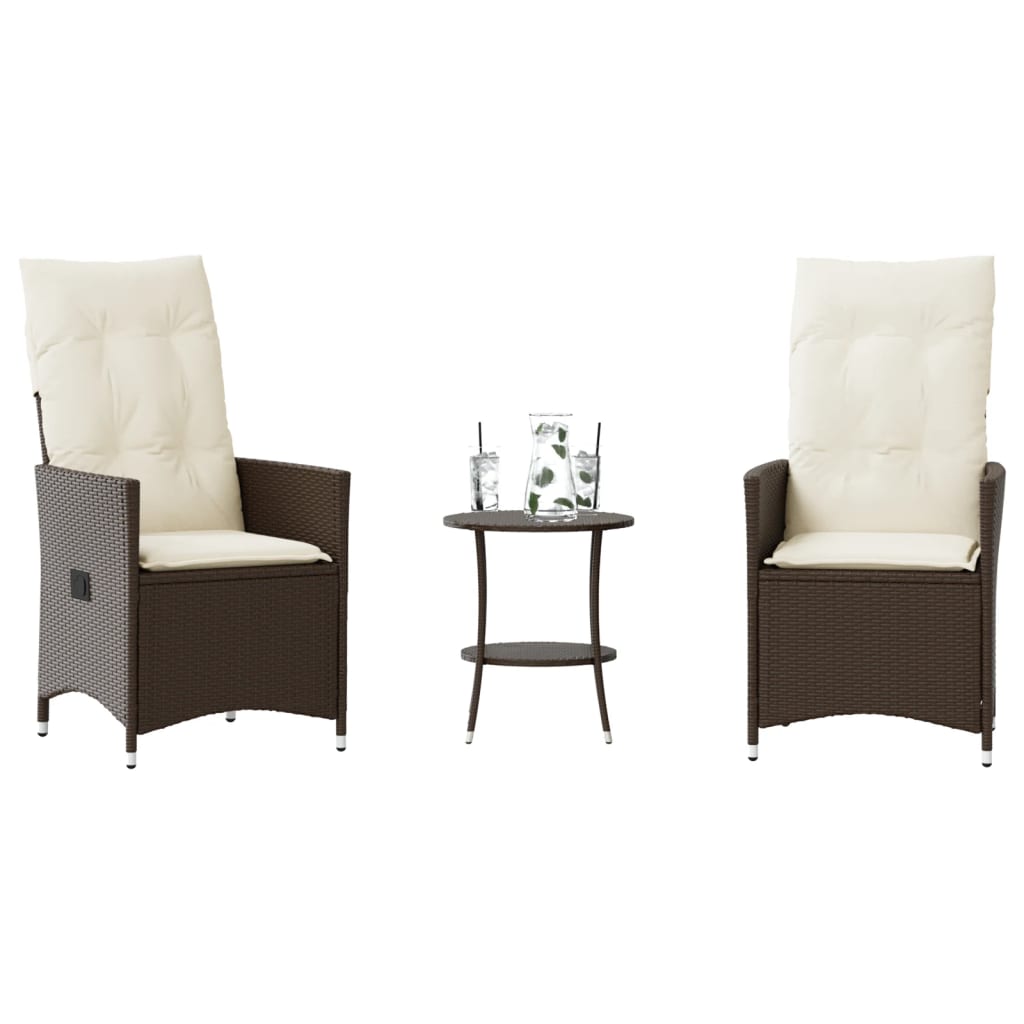 Bistrogrupp med dynor 3 delar brun konstrotting